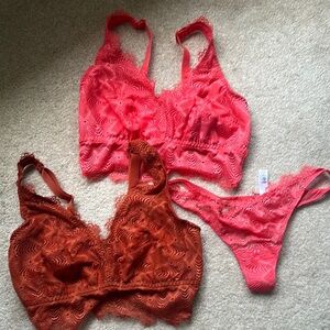 Cosabella coral and rust Lace Bralette Set S